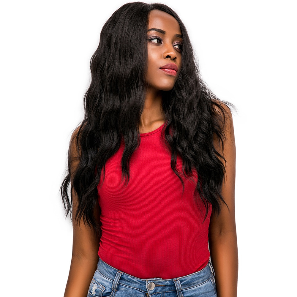 Black Long Wavy Lace Front Synthetic Hair Wig