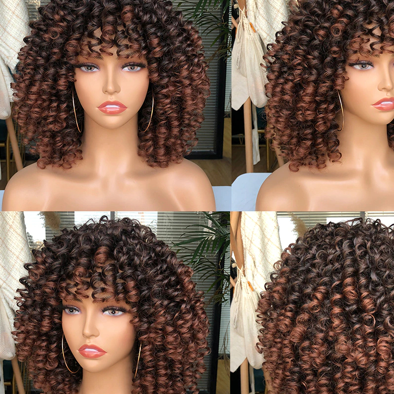 Synthetic Hair Curly Wig with Bang