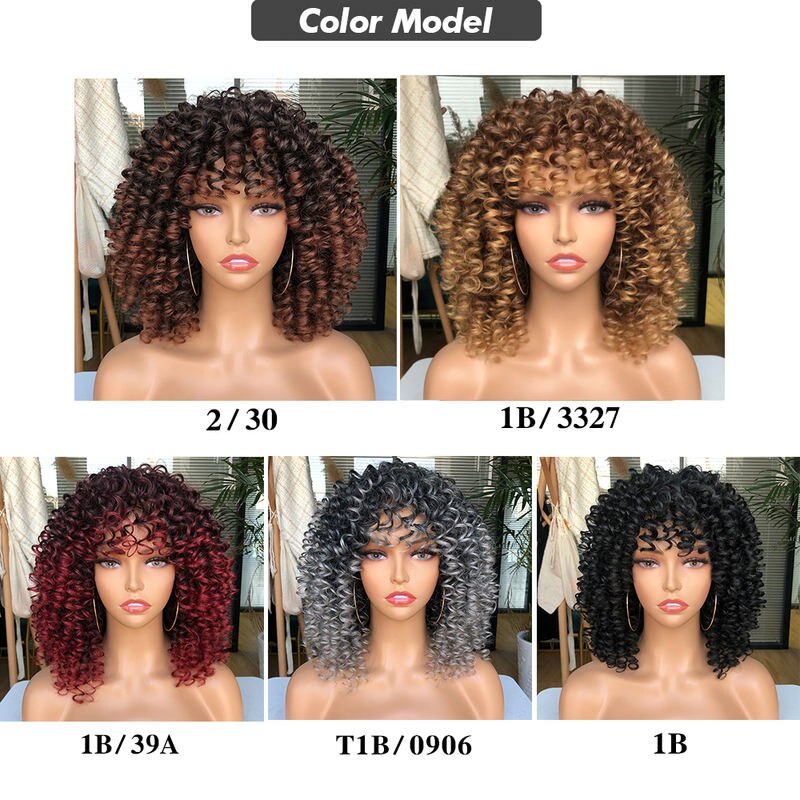 Synthetic Hair Curly Wig with Bang