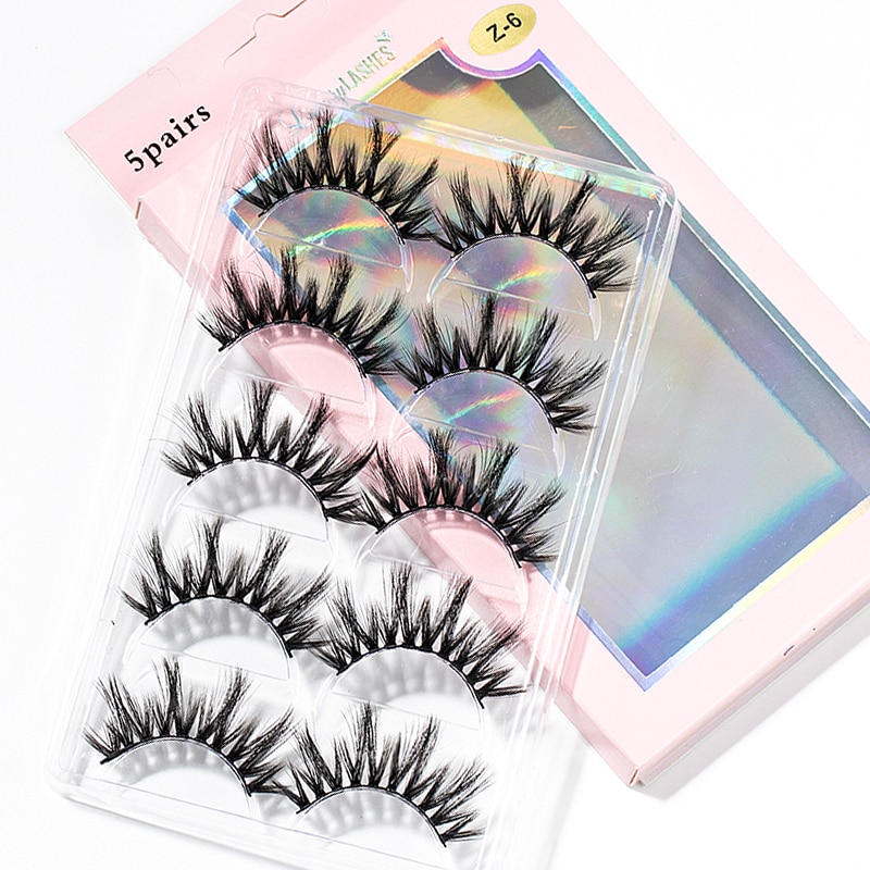 15-25 mm 3D Cross Eyelashes 5 Pairs Set