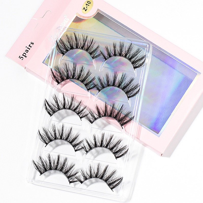 15-25 mm 3D Cross Eyelashes 5 Pairs Set