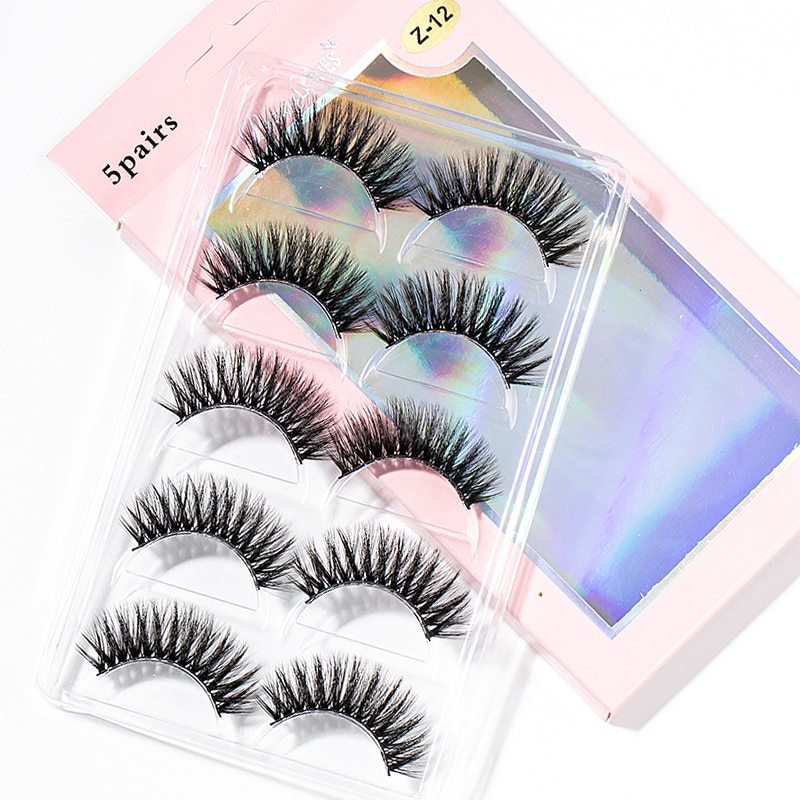 15-25 mm 3D Cross Eyelashes 5 Pairs Set