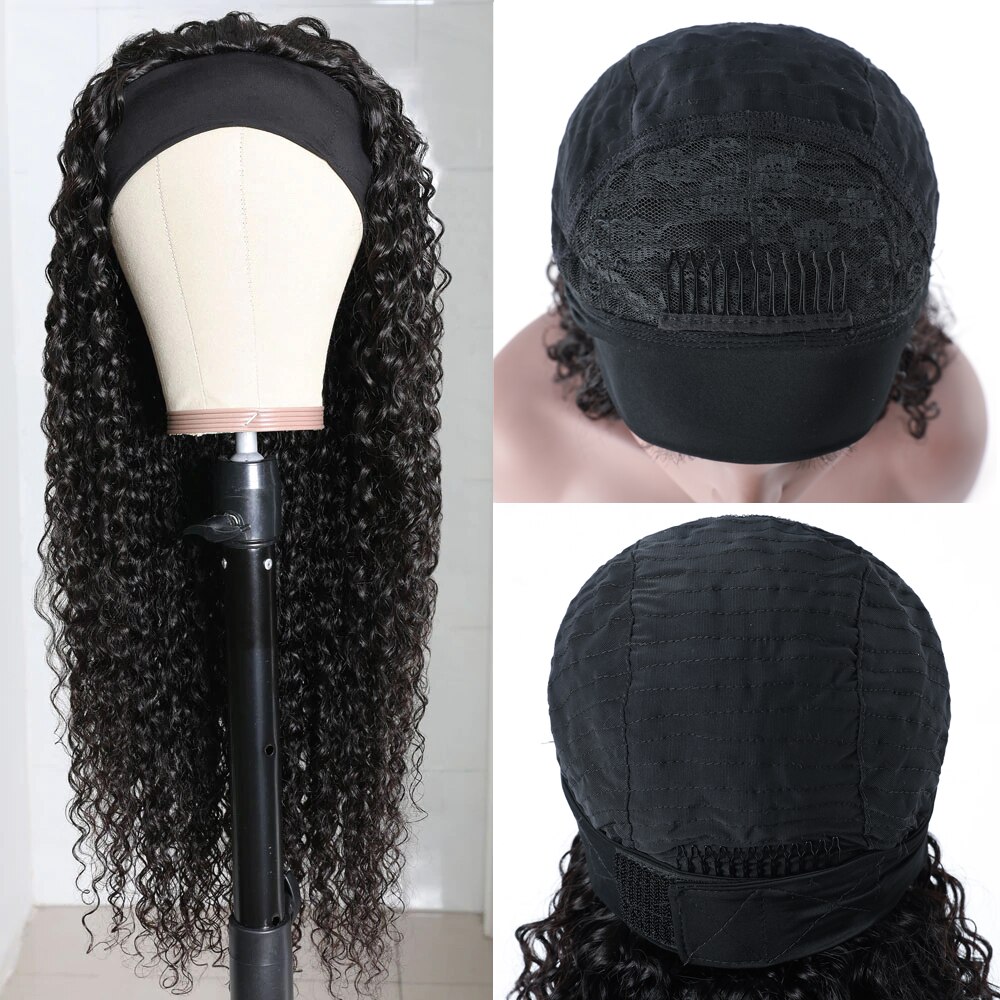 Curly Human Hair Headband Wig