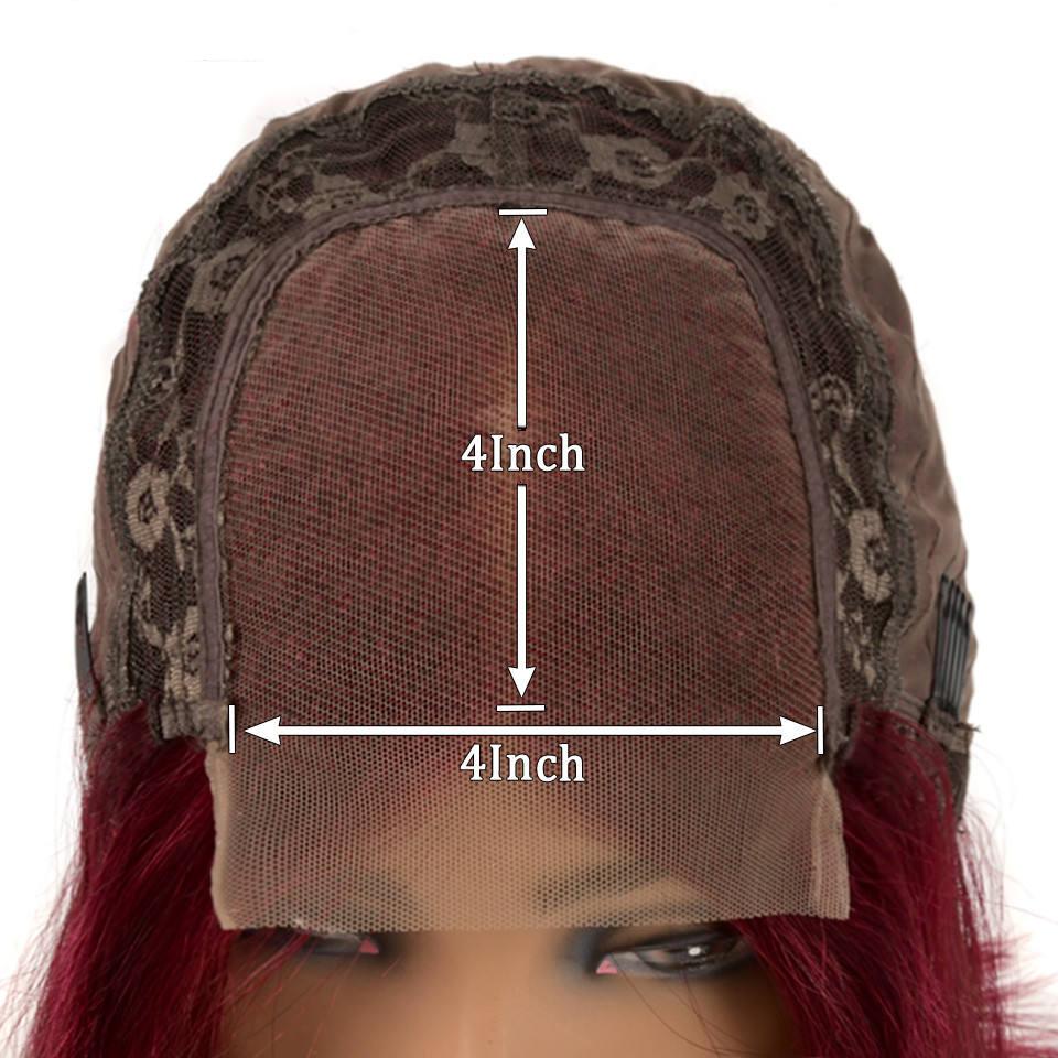 Red Dyed Straight Human Hair Lace Wig