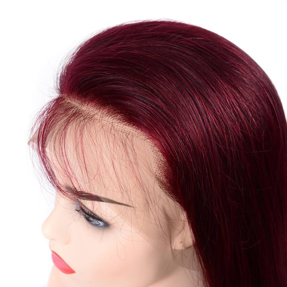 Red Dyed Straight Human Hair Lace Wig