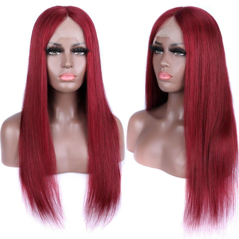 Red Dyed Straight Human Hair Lace Wig