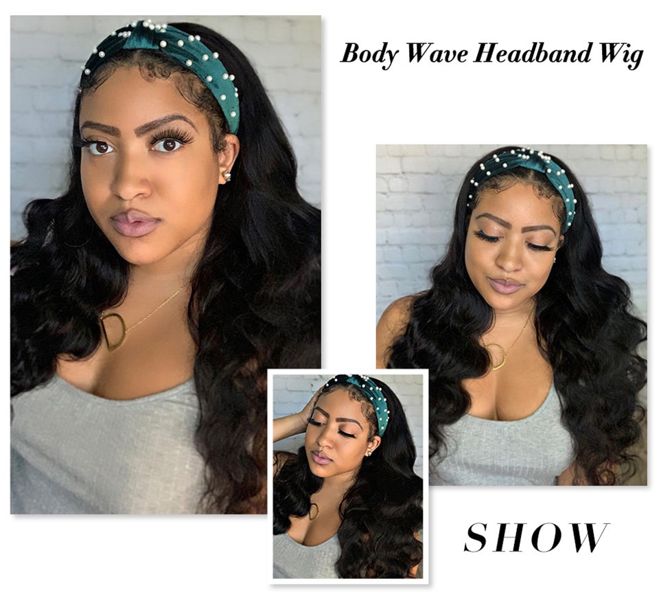 100% Human Hair Headband Wig