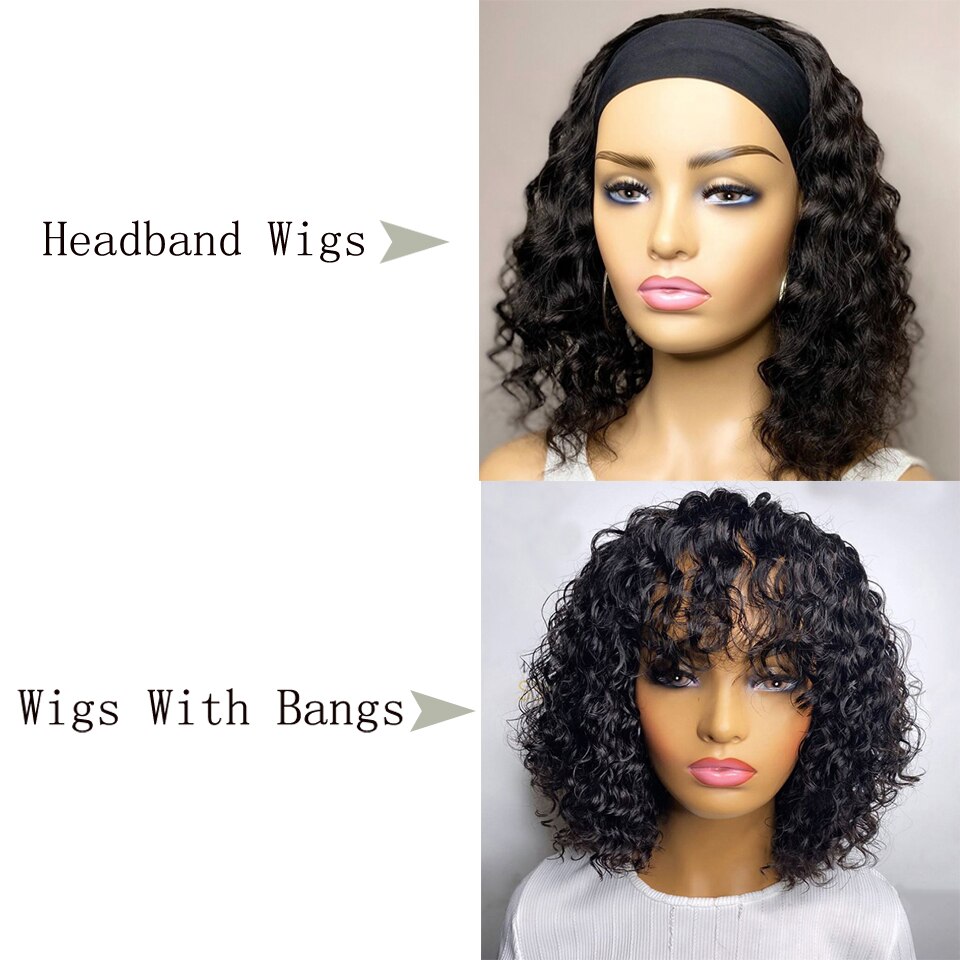 Brazilian Water Wave Human Hair Wig with Bang