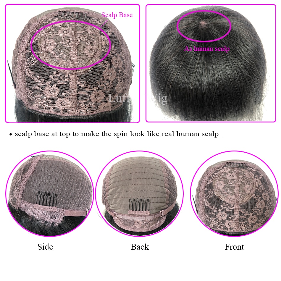 Waved Human Hair Wig with Bang