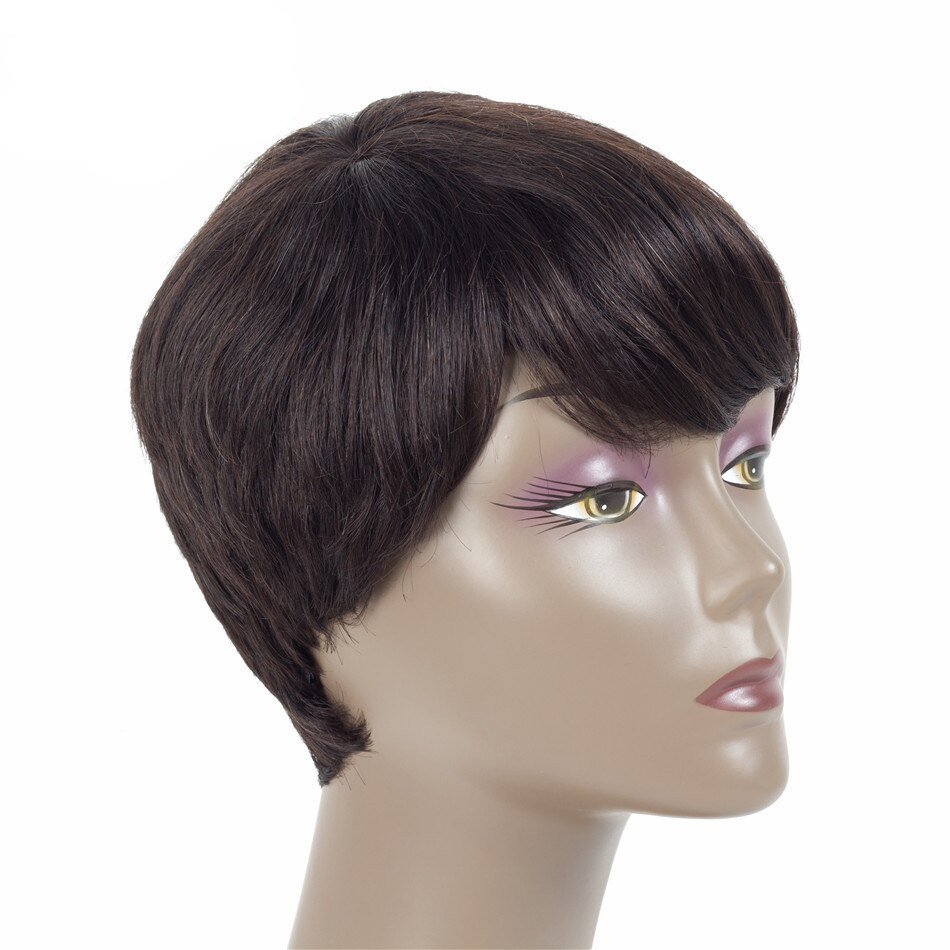 Black Short Straight Non-Lace Human Hair Wig