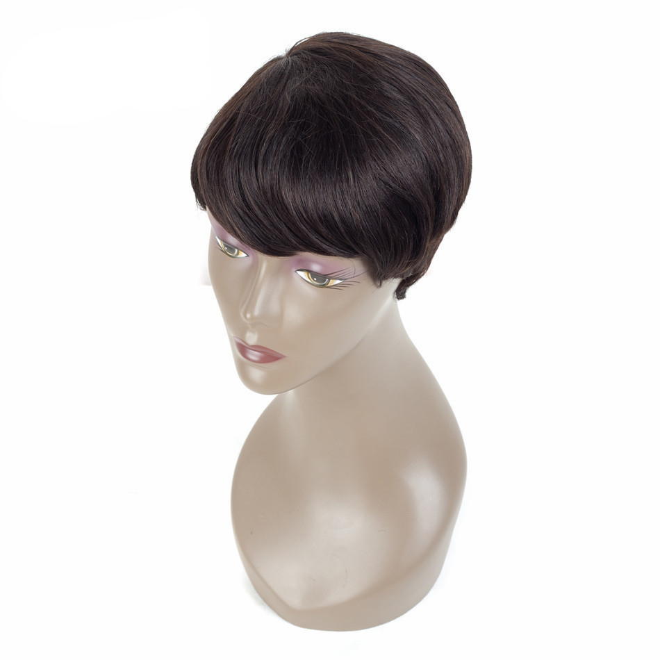 Black Short Straight Non-Lace Human Hair Wig