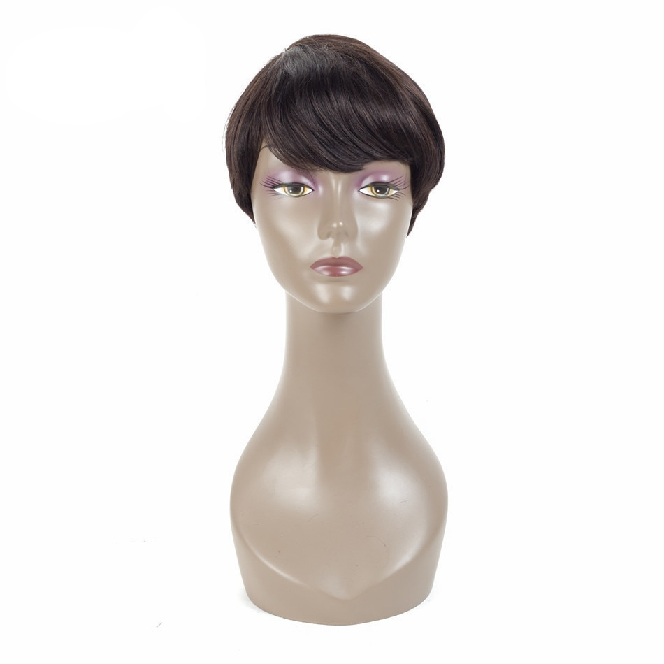 Black Short Straight Non-Lace Human Hair Wig