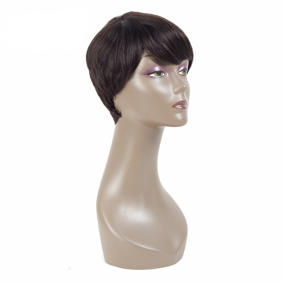 Black Short Straight Non-Lace Human Hair Wig