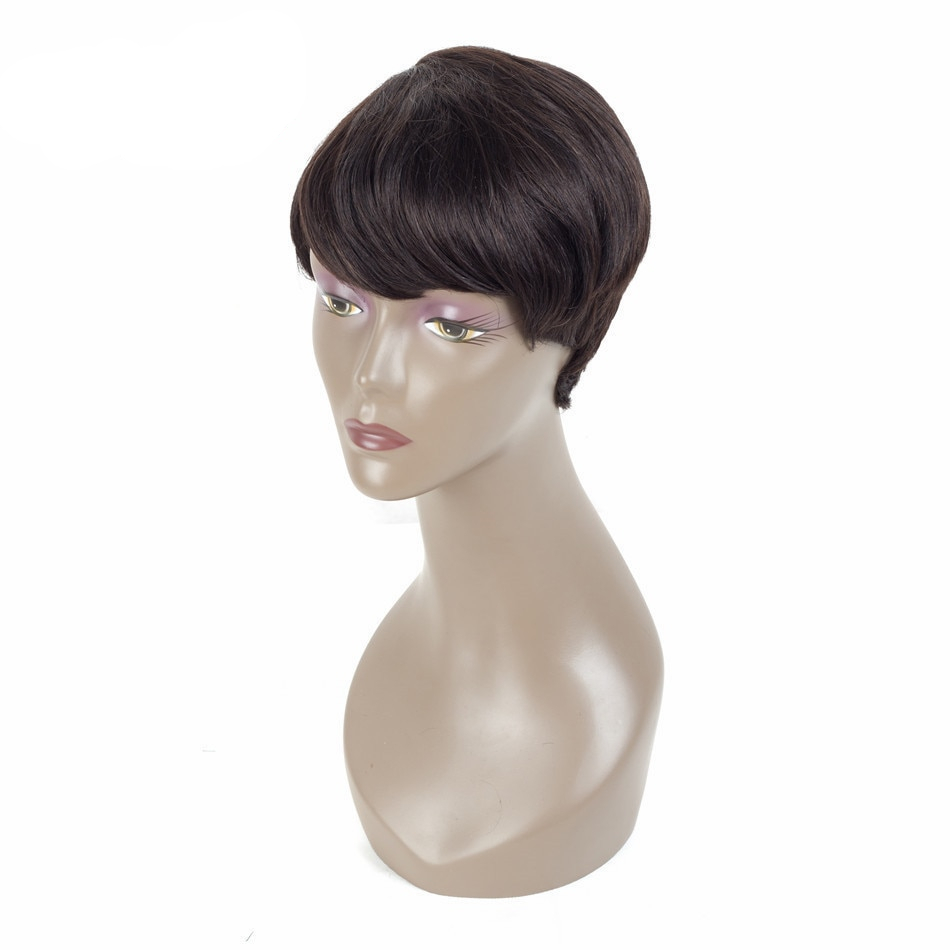 Black Short Straight Non-Lace Human Hair Wig