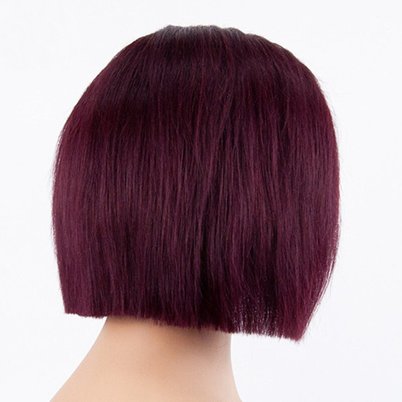 Burgundy Short Bob Straight Remy Human Hair Wig