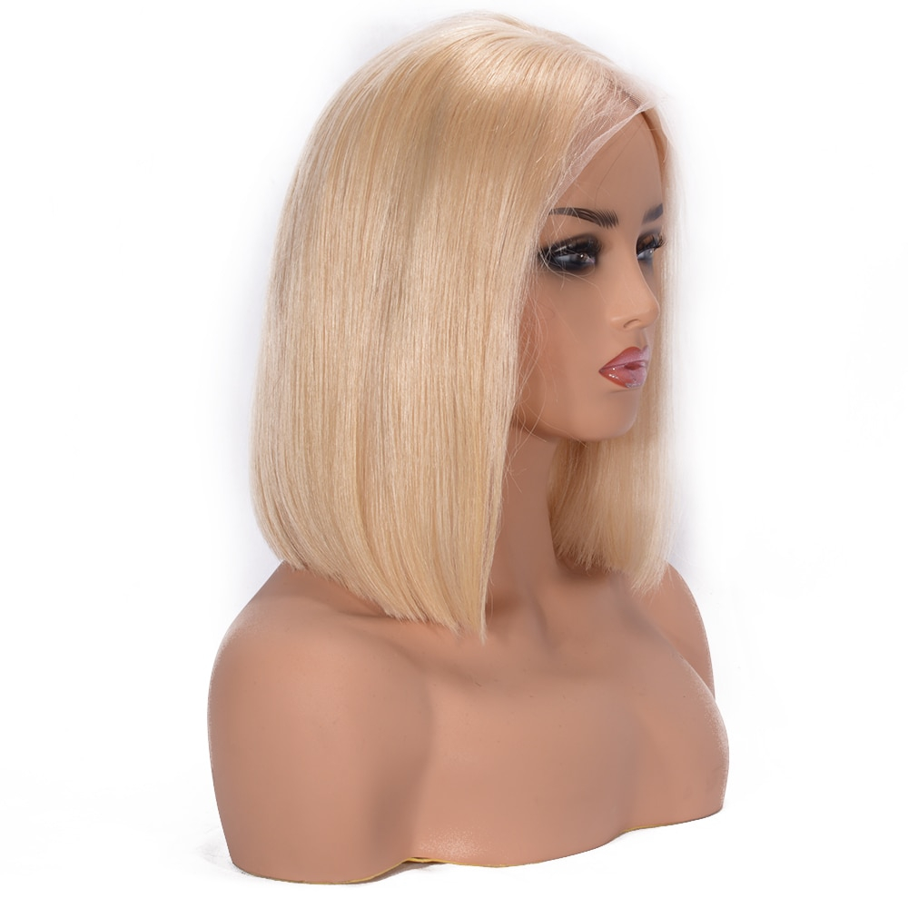 Lace Front Human Hair Blonde Short Bob Wig