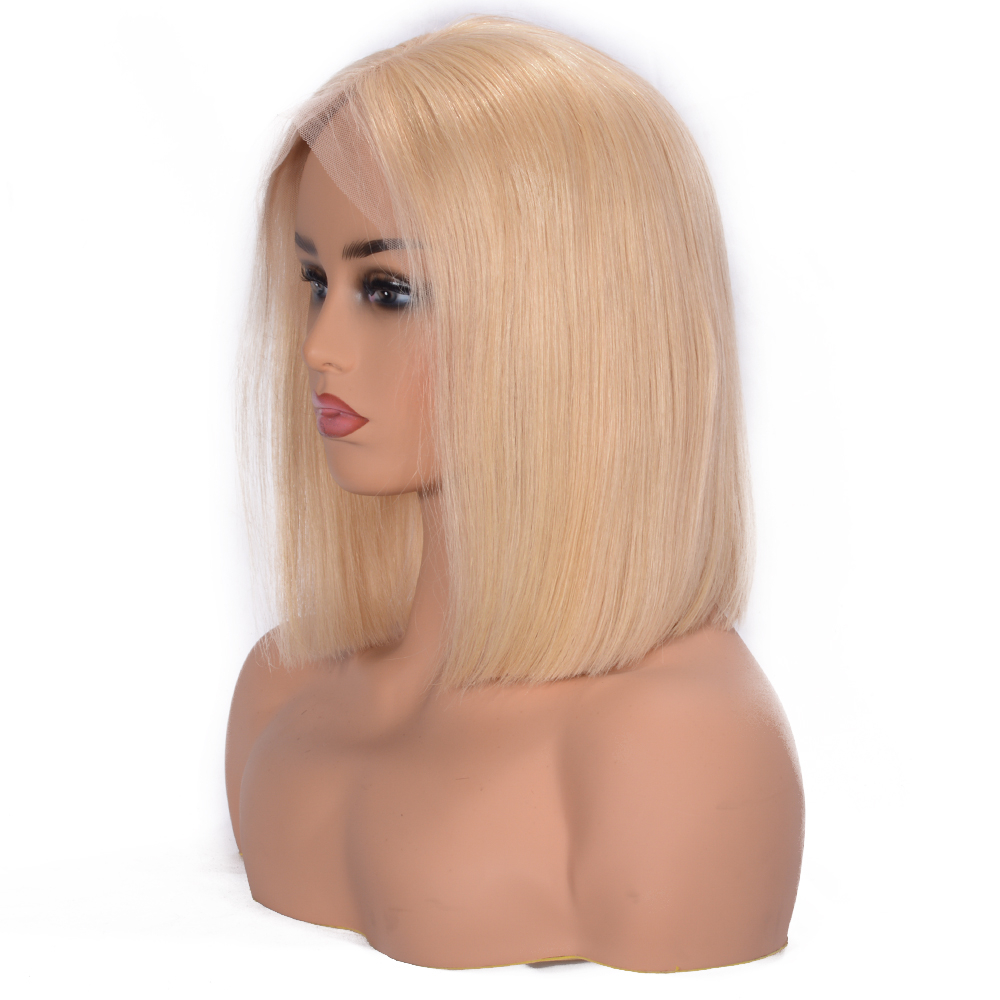 Lace Front Human Hair Blonde Short Bob Wig