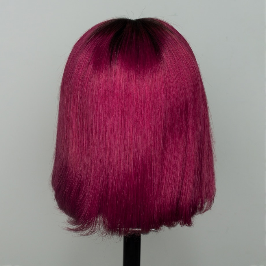 Burgundy Color Human Hair Short Wig