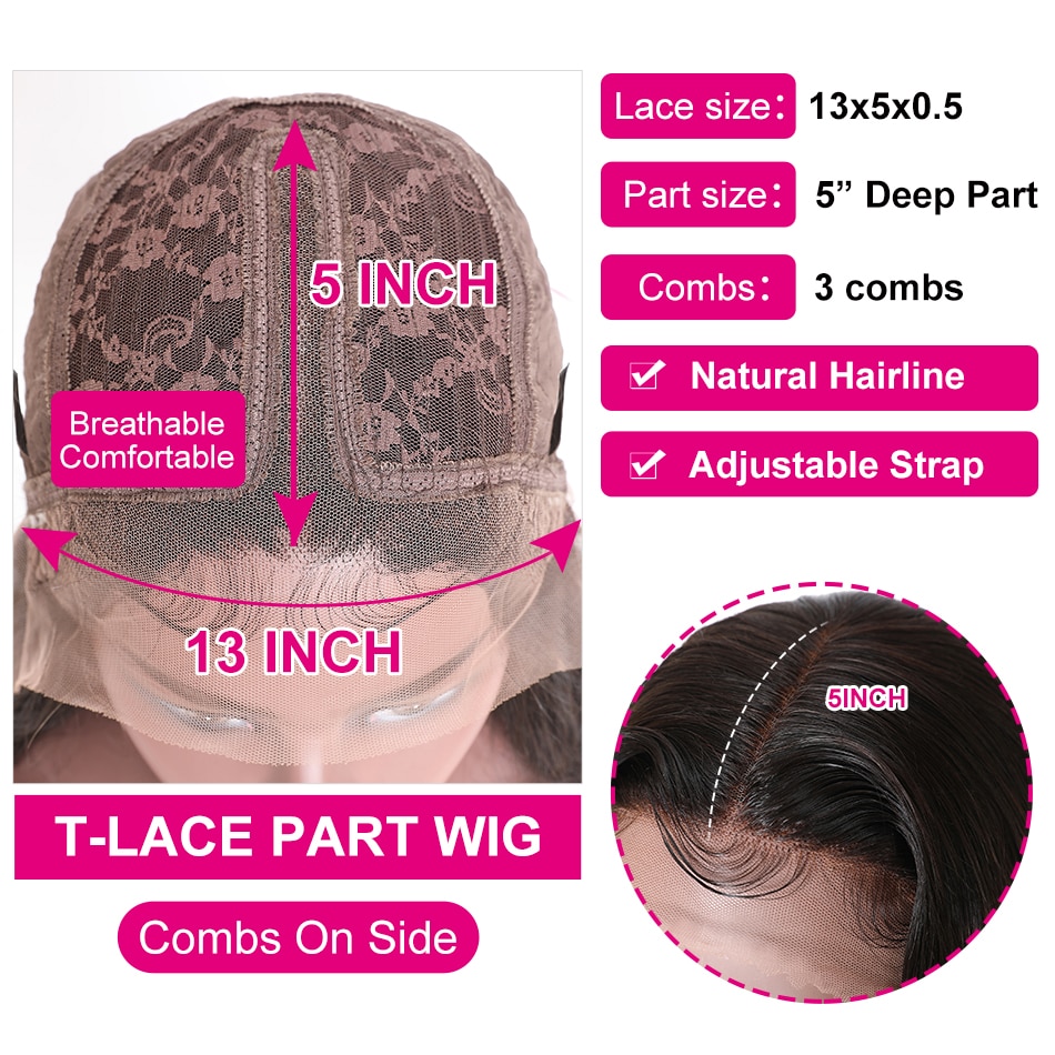 Straight T-Part Lace Wig