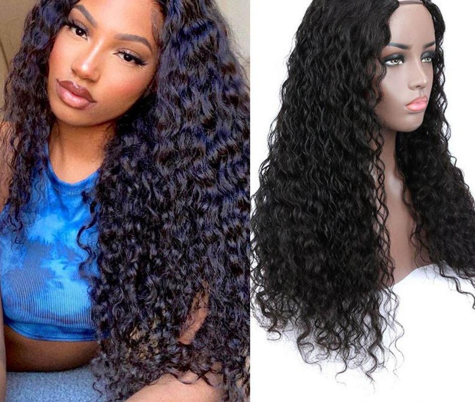 Water Wave Human Hair U Part Wig