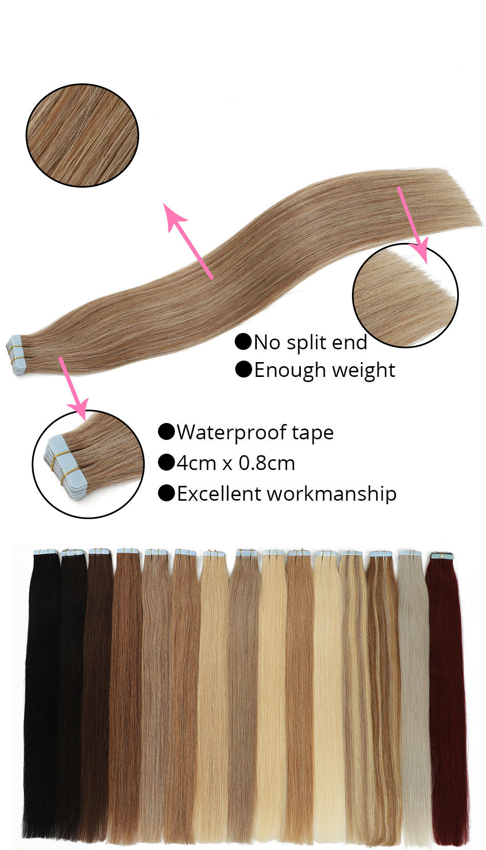 Human Hair Extensions 40 pcs Set