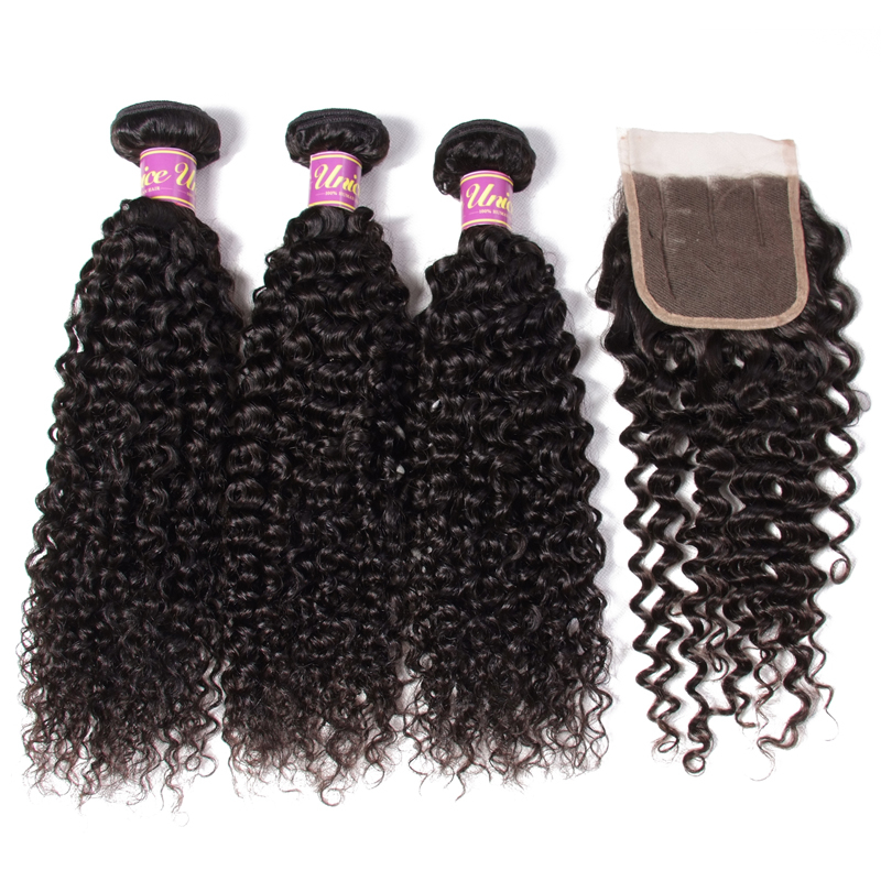 Curly Human Hair Weaves with Closure