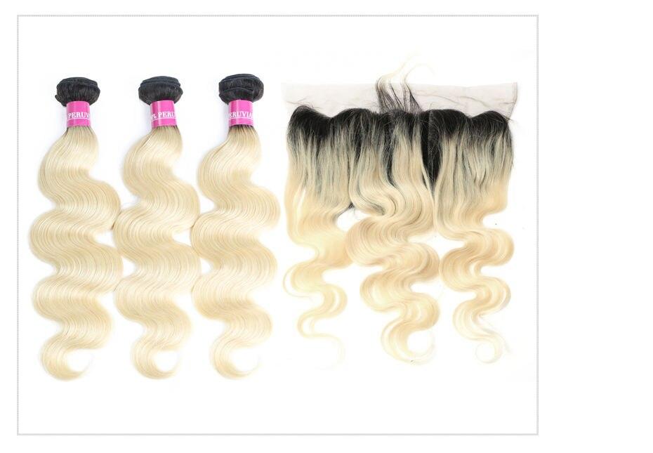 1B/613 Ombre Blonde Peruvian Hair Bundles 3 Pcs Set