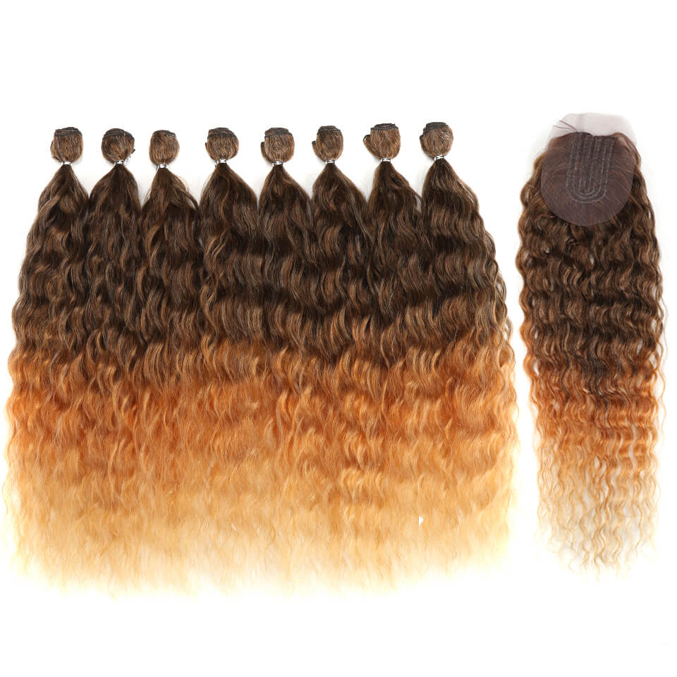 Ombre Wavy Synthetic Hair Extensions 9 pcs Set