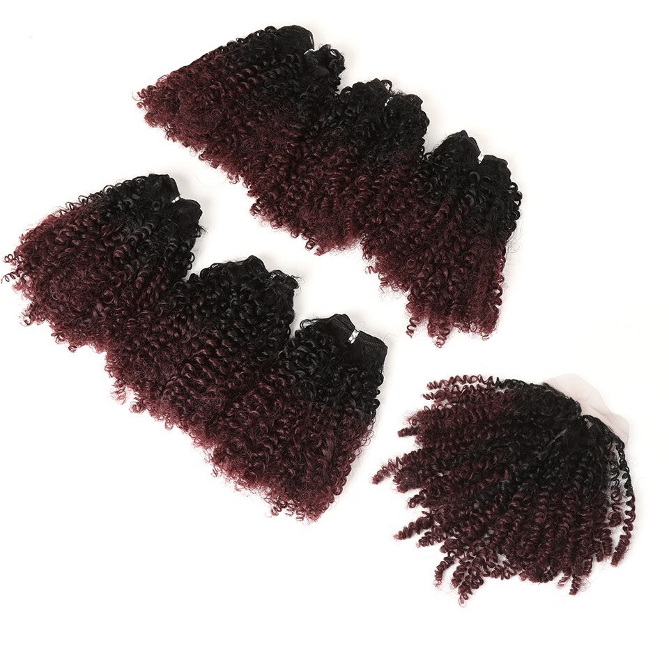 Ombre Kinky Curly Synthetic Hair Extensions 7 pcs Set