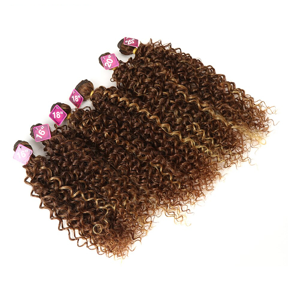 Long Kinky Curly Synthetic Hair Extensions 7 pcs Set