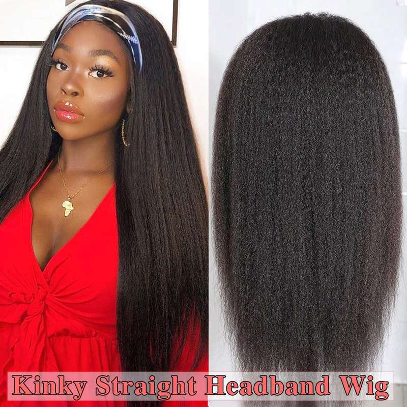 Kinky Straight Synthetic Headband Wig for Women